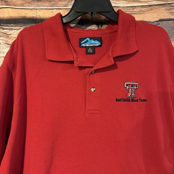 Texas Tech Beef Cattle Show Team Polo Shirt Red Tri-Mountain Men's Size XL - Picture 2 of 7